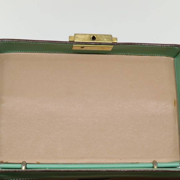 CELINE Vanity Cosmetic Pouch Leather Green Auth 74541 - Picture 10 of 16